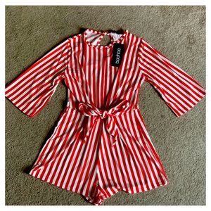 Red & White Striped Romper sz 8